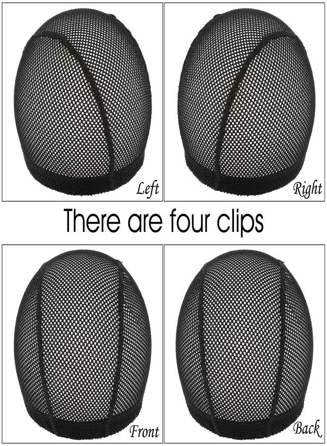 Dimeho 4 Pcs Wig Cap Black Crochet Wig Caps Stretchable Mesh Wigs Caps Non Slip Hair Nets Weaving Cap for Making and Keeping Wigs - Image 5